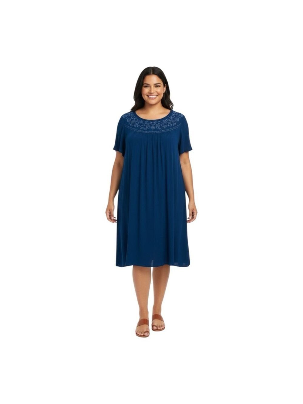 Torrid Size 2 (18/20 2X) Dark Turquoise Teal Embroidered Dress with Belt Loops